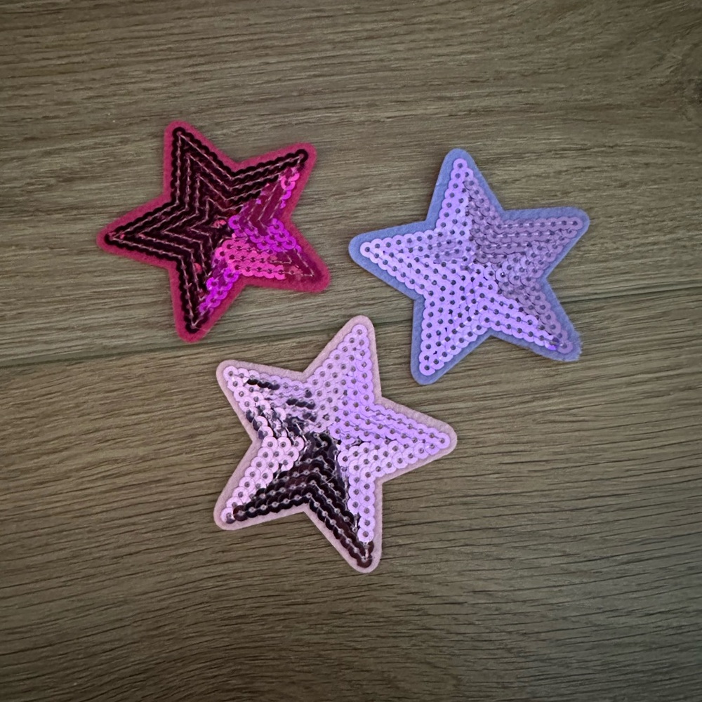 Sparkling Star Sequin Patches - Hot Pink, Light Pink and Purple